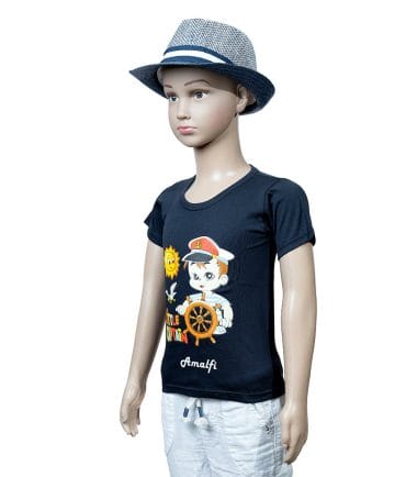 T-Shirt Bambino Blu Little Captain