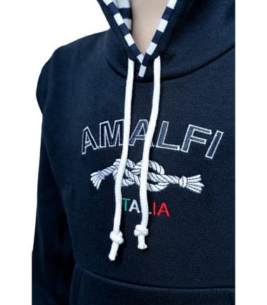 Felpa bimbo blu con cappuccio a righe e nodo centrale3 Felpa bimbo blu con cappuccio a righe e nodo centrale3