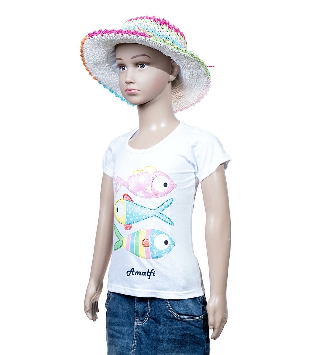 t shirt bimba lbianco pesci colorat2