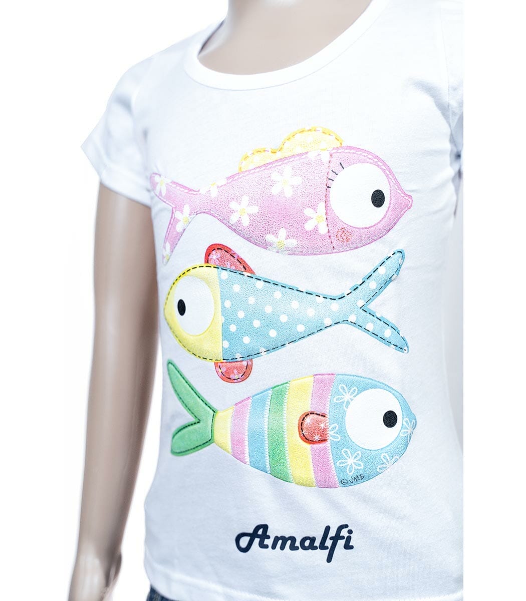 t shirt bimba lbianco pesci colorat3